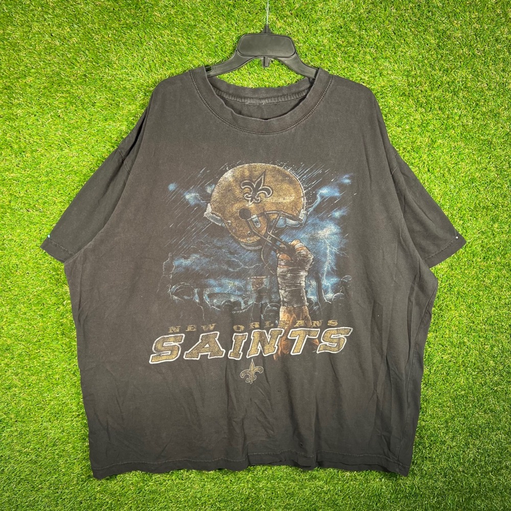 NFL New Orleans Saints Graphic T-Shirt Mens 3XL Black Helmet Lightning